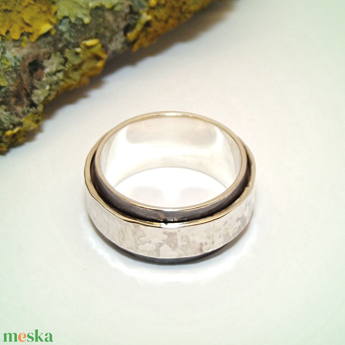 Dupla karika kalapálva, női ezüst gyűrű, 57-es méret (VDU.02) - ékszer - gyűrű - statement gyűrű - Meska.hu