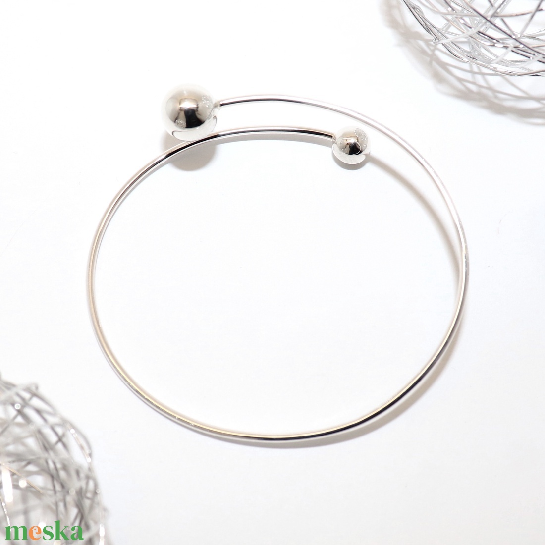 Gömbök, női ezüst karkötő, 19 cm (EK.030) - ékszer - karkötő - karperec - Meska.hu