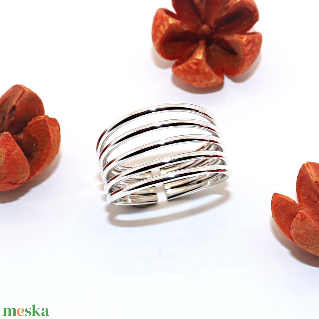 Huzal, női ezüst gyűrű, 63-as méret, állítható (EGY.155) - ékszer - gyűrű - statement gyűrű - Meska.hu