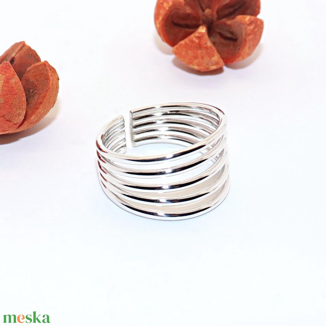 Huzal, női ezüst gyűrű, 63-as méret, állítható (EGY.155) - ékszer - gyűrű - statement gyűrű - Meska.hu