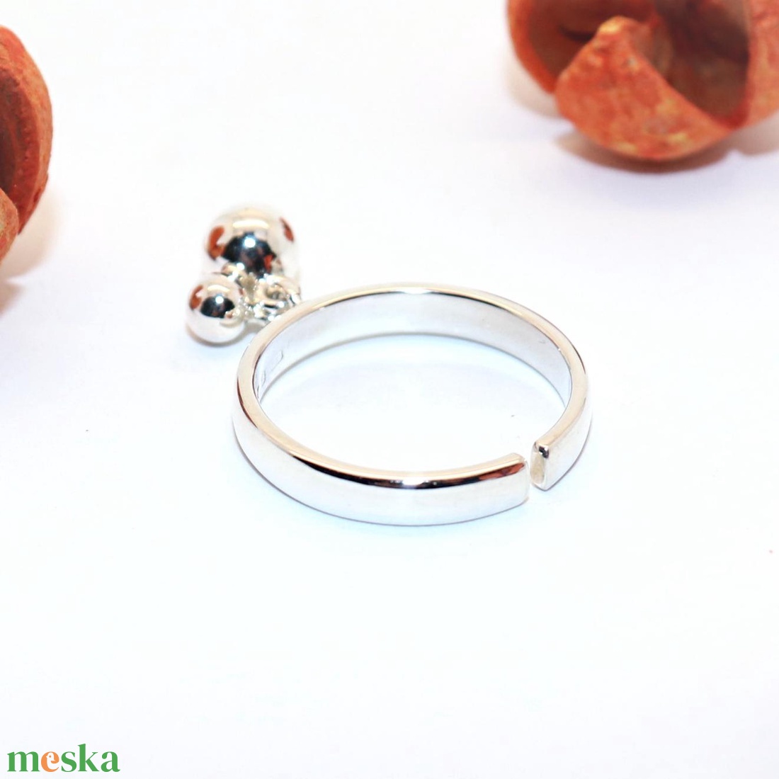 Mozgó golyós, női ezüst gyűrű, 56-os méret, állítható (EGY.192) - ékszer - gyűrű - kerek gyűrű - Meska.hu