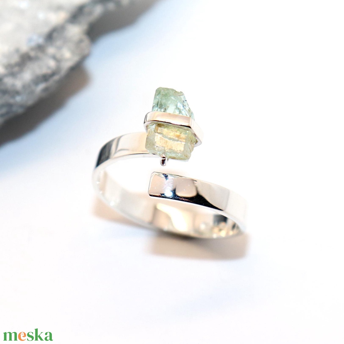 Berill, női ezüst gyűrű, 56-os méret, állítható (EGY.194) - ékszer - gyűrű - statement gyűrű - Meska.hu