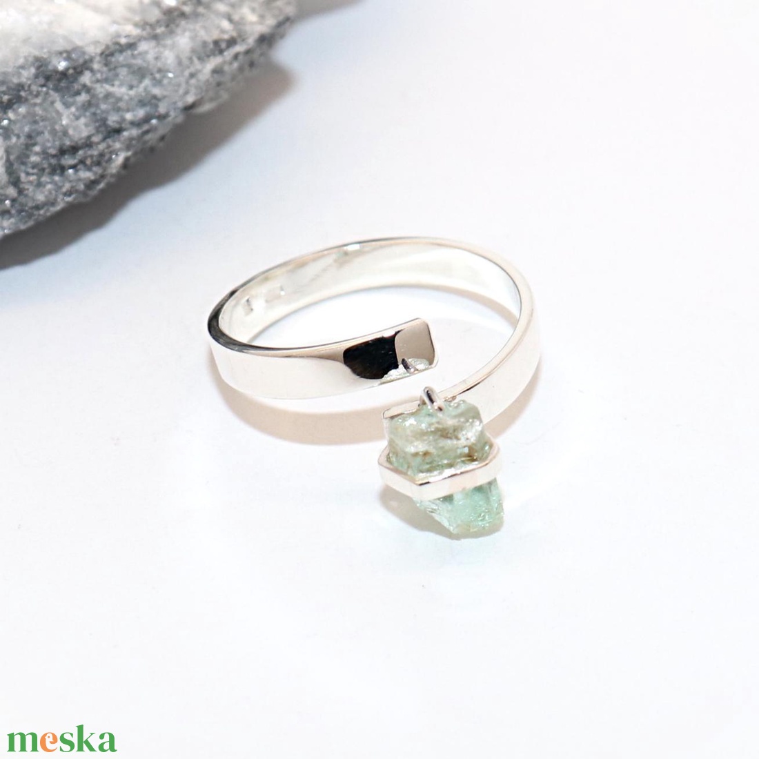 Berill, női ezüst gyűrű, 56-os méret, állítható (EGY.194) - ékszer - gyűrű - statement gyűrű - Meska.hu