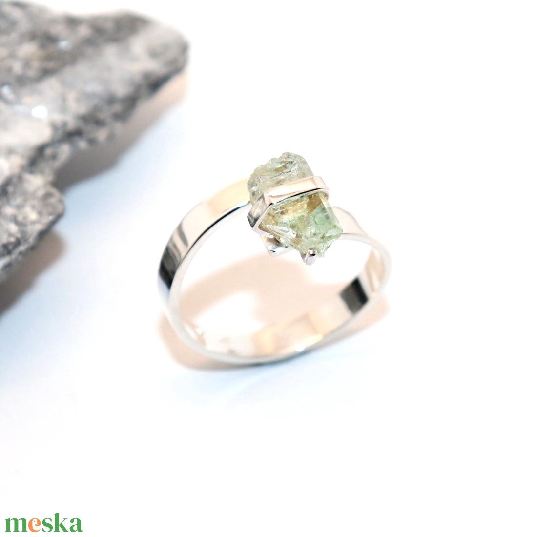 Berill, női ezüst gyűrű, 56-os méret, állítható (EGY.194) - ékszer - gyűrű - statement gyűrű - Meska.hu