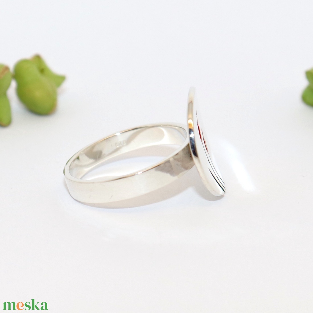 Piros rózsás, kerek, női ezüst gyűrű, 60-as méret, állítható (EGY.235) - ékszer - gyűrű - statement gyűrű - Meska.hu