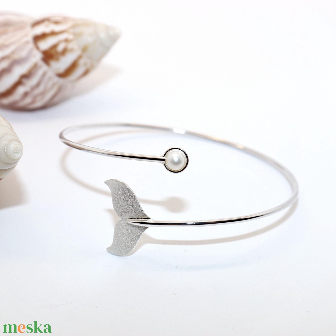 Delfin uszony, női ezüst karkötő, 19 cm, állítható (EK.034) - ékszer - karkötő - karperec - Meska.hu