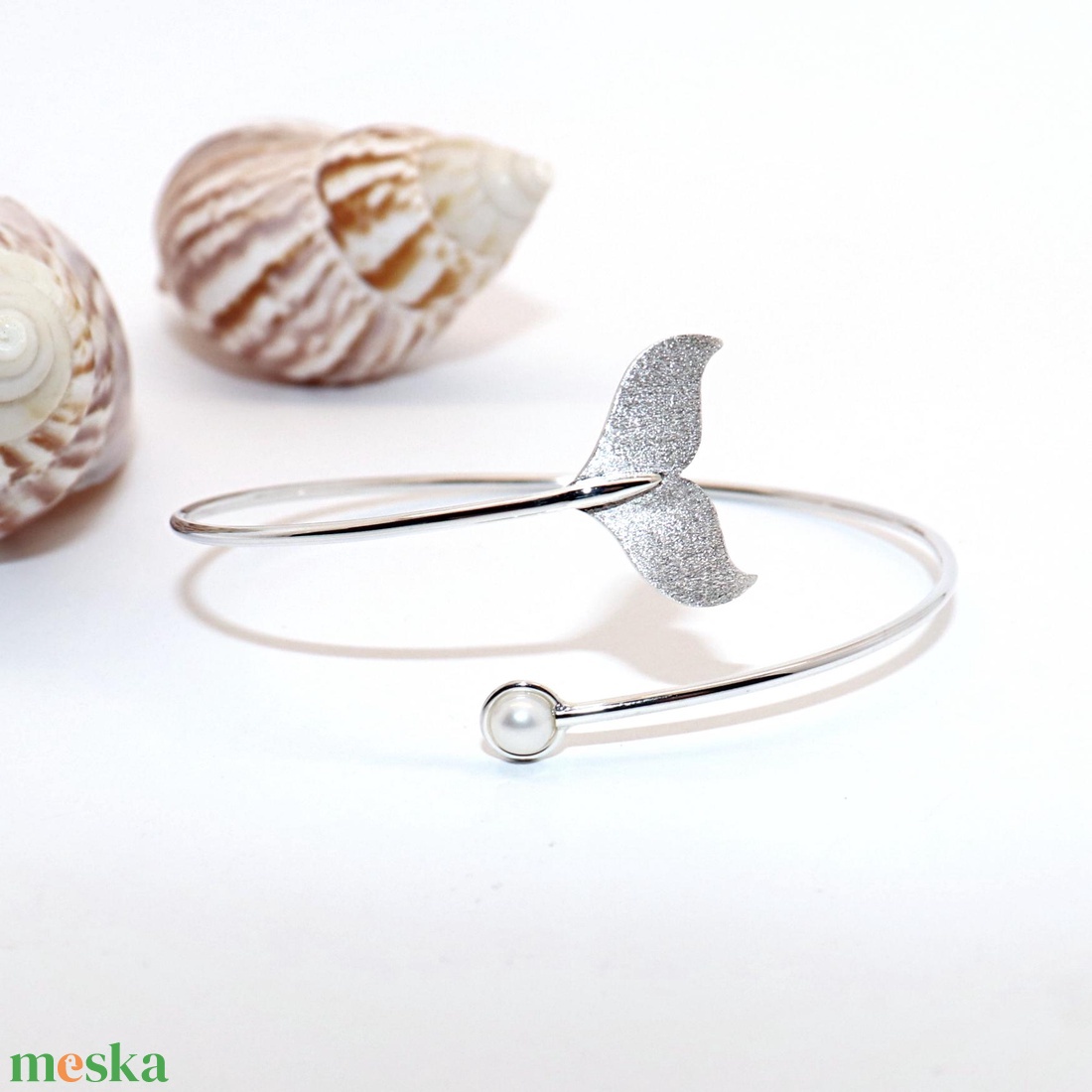 Delfin uszony, női ezüst karkötő, 19 cm, állítható (EK.034) - ékszer - karkötő - karperec - Meska.hu