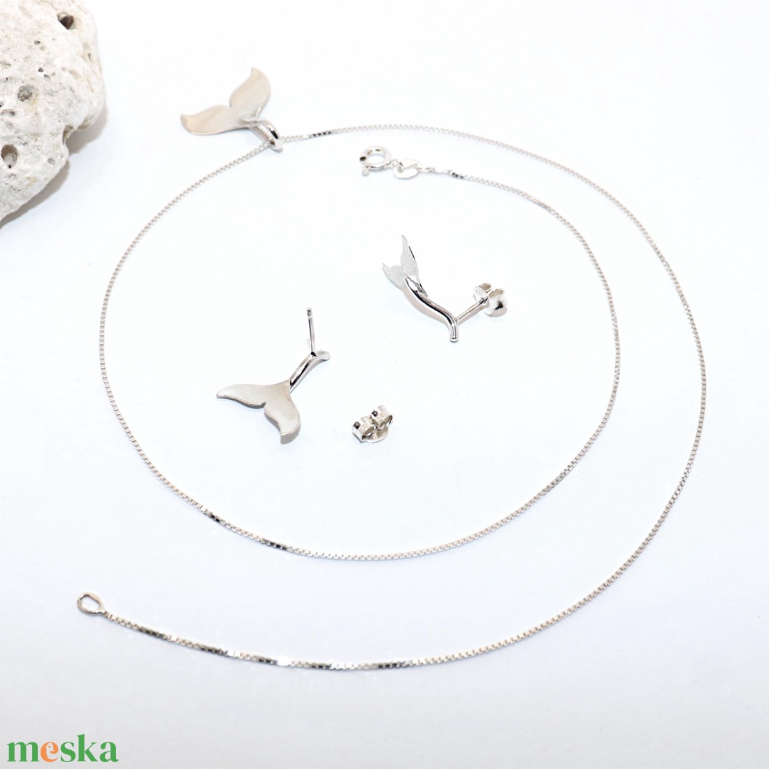 Delfin uszony, női ezüst szett (ESZ.014) - ékszer - ékszerszett - Meska.hu