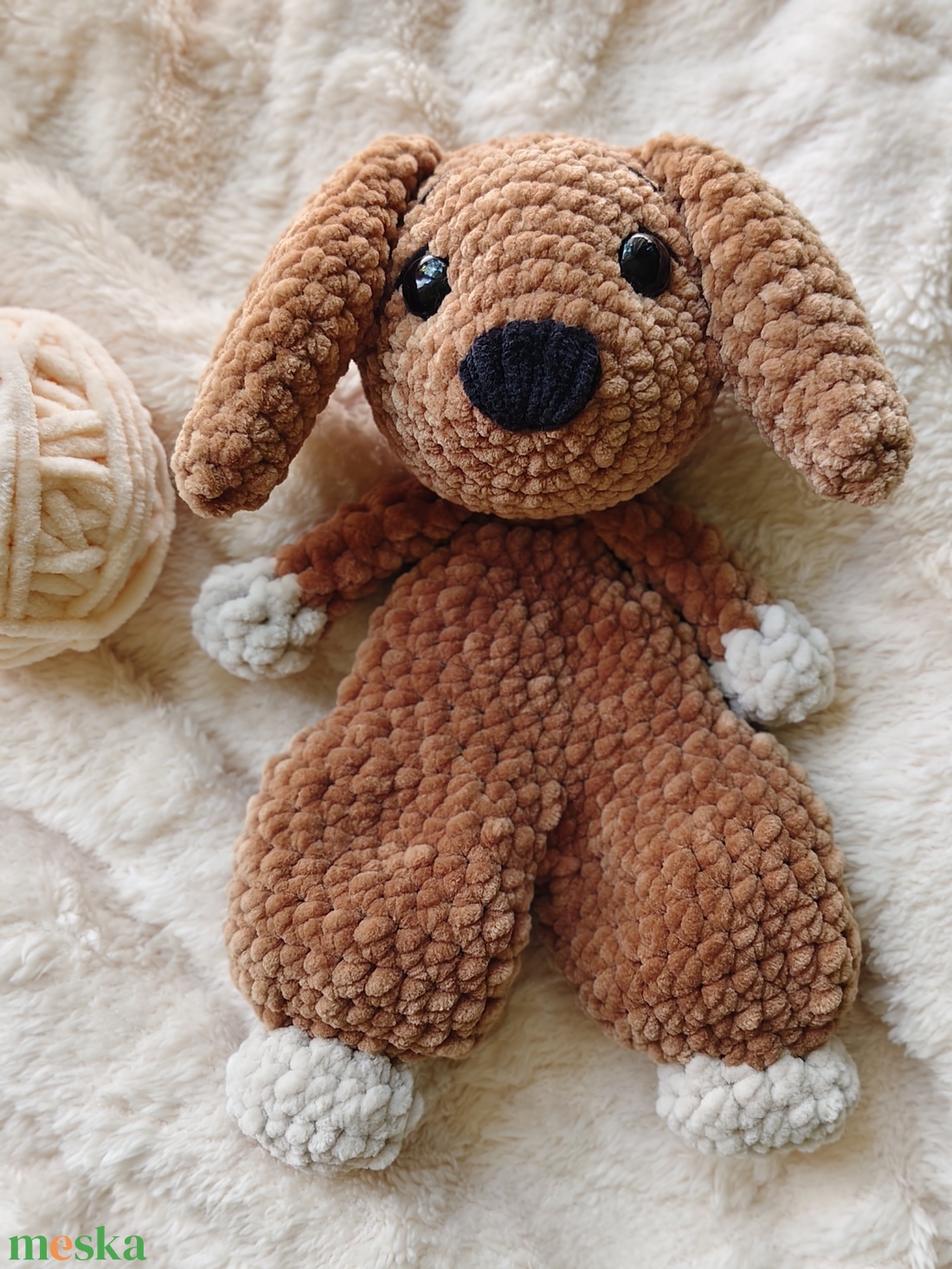 Mangó - horgolt szundipajti kutyus / puha amigurumi plüss - játék & sport - plüssállat & játékfigura - kutya - Meska.hu