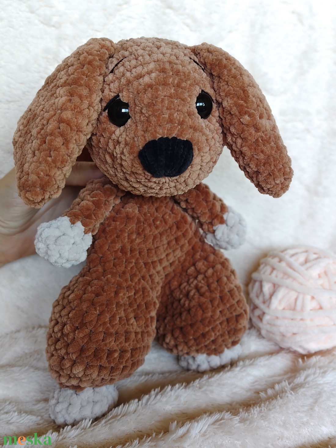 Mangó - horgolt szundipajti kutyus / puha amigurumi plüss - játék & sport - plüssállat & játékfigura - kutya - Meska.hu