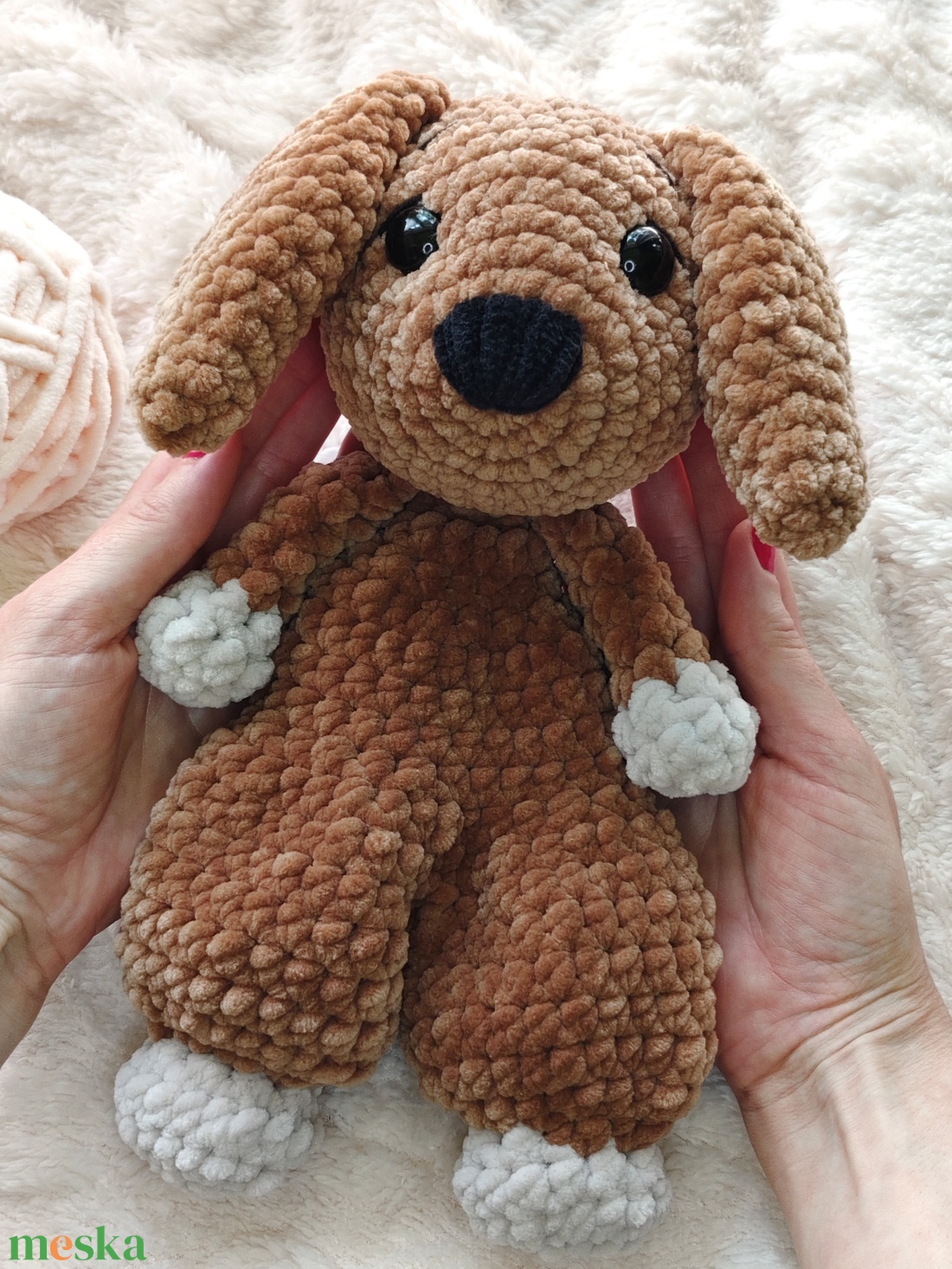 Mangó - horgolt szundipajti kutyus / puha amigurumi plüss - játék & sport - plüssállat & játékfigura - kutya - Meska.hu