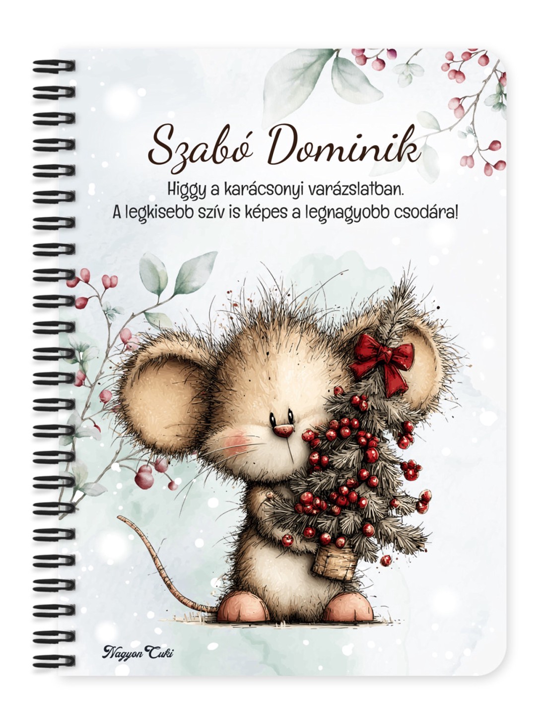 Személyre szabható - Cuki téli kisegér mintás A6-os füzet - otthon & életmód - papír, írószer - jegyzetfüzet & napló - Meska.hu