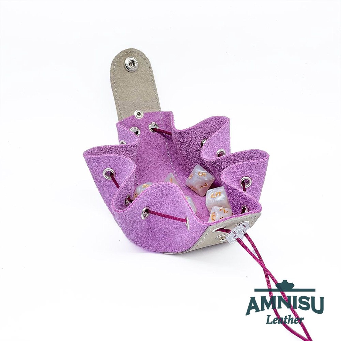 Szürke - világos lila bőr mini 2in1 szütyő és kockatálca N8014-4015 - játék & sport - táblajáték és kártyajáték - társasjátékok - dobókocka - Meska.hu