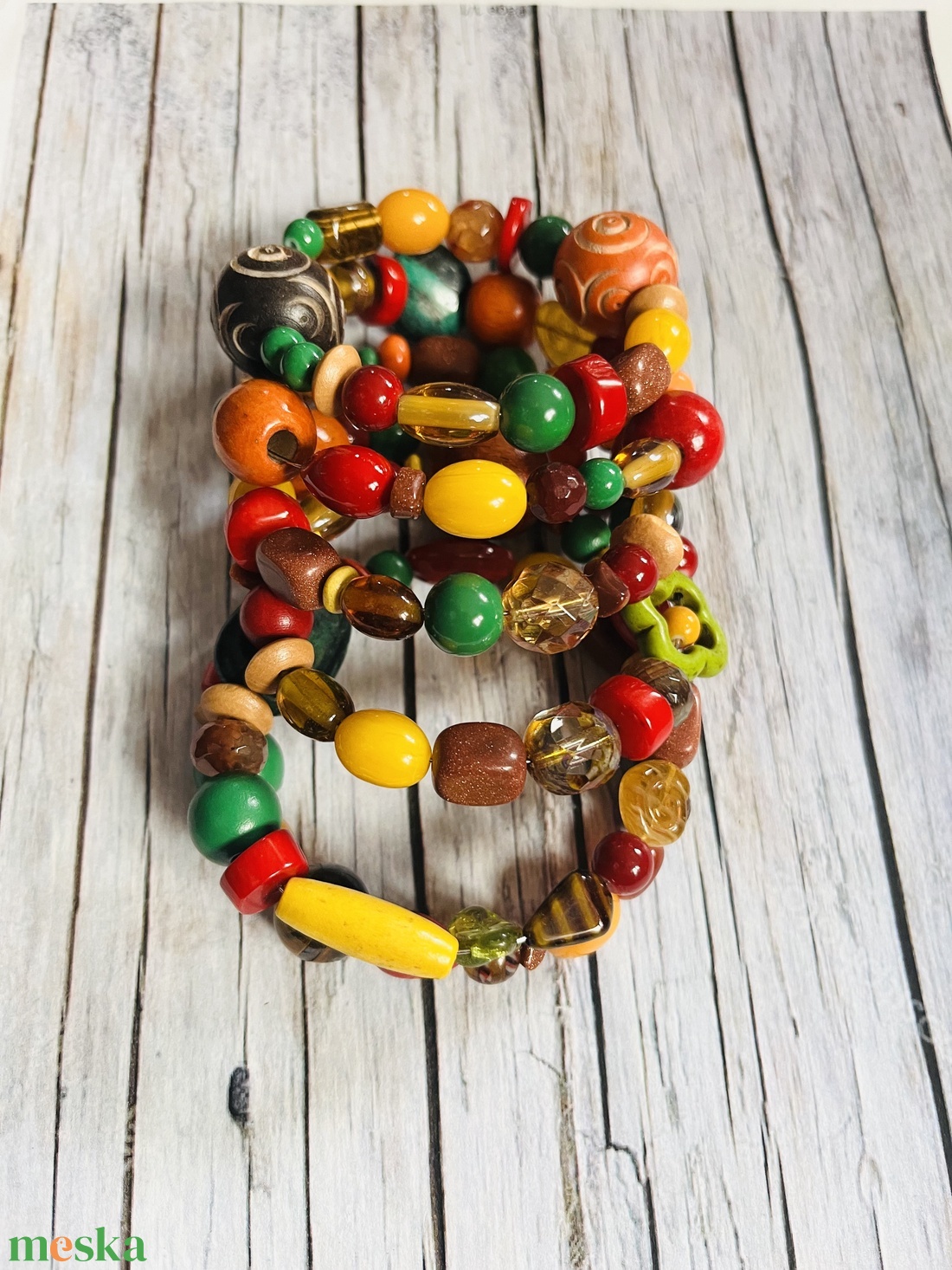 Évszakok kollekció: ŐSZ karkötő ásványokkal - ékszer - karkötő - gyöngyös karkötő - Meska.hu