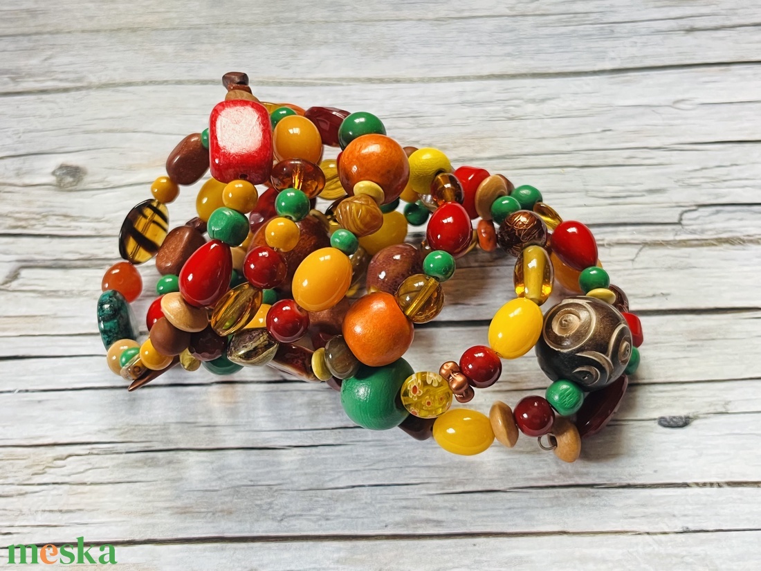 Évszakok kollekció: ŐSZ karkötő ásványokkal - ékszer - karkötő - gyöngyös karkötő - Meska.hu