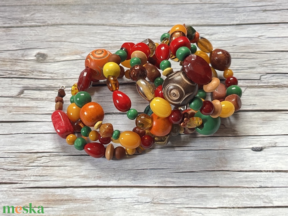 Évszakok kollekció: ŐSZ karkötő ásványokkal - ékszer - karkötő - gyöngyös karkötő - Meska.hu