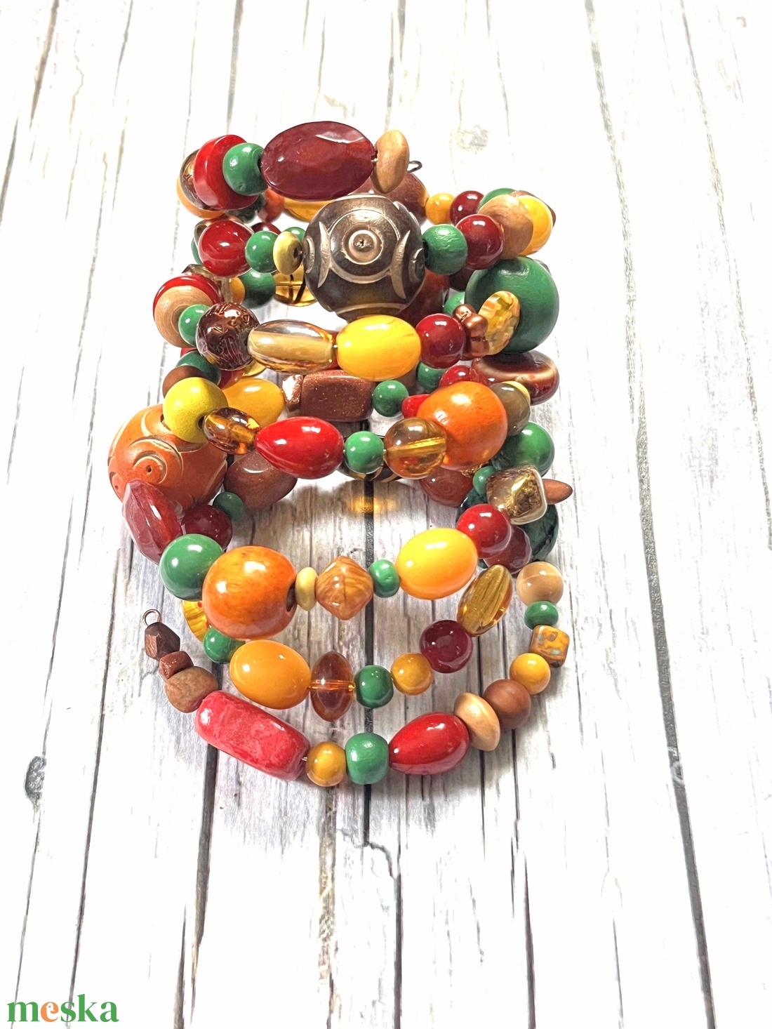 Évszakok kollekció: ŐSZ karkötő ásványokkal - ékszer - karkötő - gyöngyös karkötő - Meska.hu