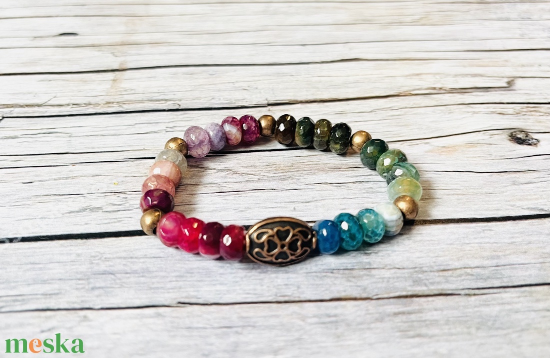 Sikk extra karkötő acháttal - ékszer - karkötő - gyöngyös karkötő - Meska.hu