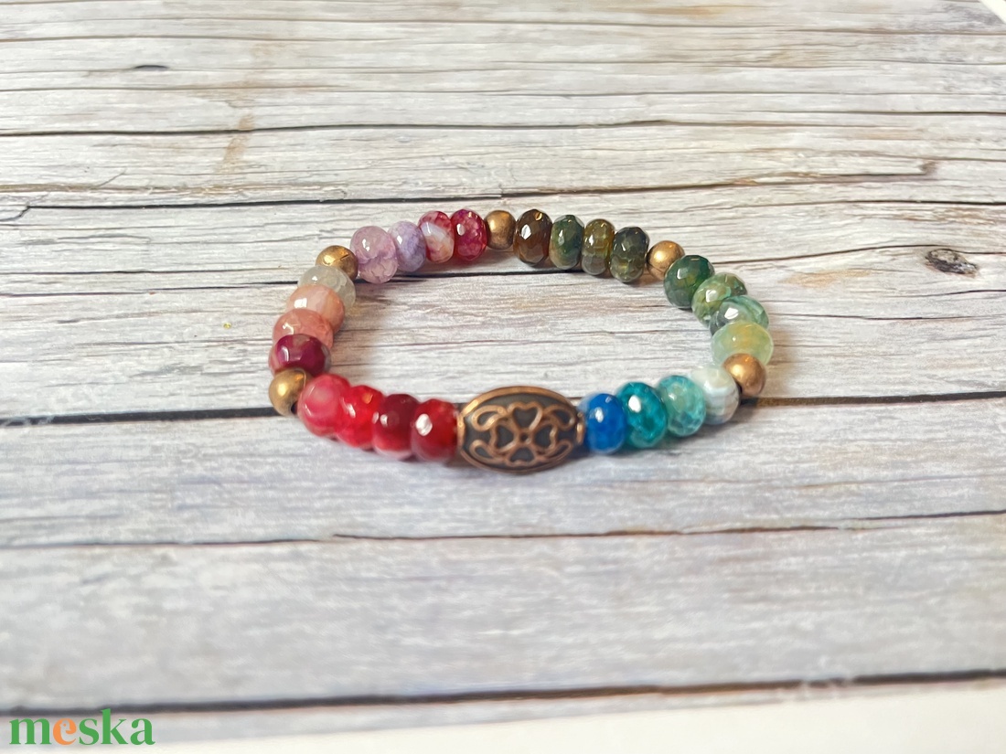 Sikk extra karkötő acháttal - ékszer - karkötő - gyöngyös karkötő - Meska.hu