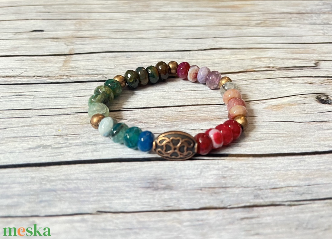 Sikk extra karkötő acháttal - ékszer - karkötő - gyöngyös karkötő - Meska.hu