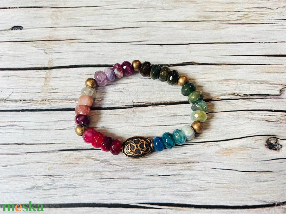 Sikk extra karkötő acháttal - ékszer - karkötő - gyöngyös karkötő - Meska.hu