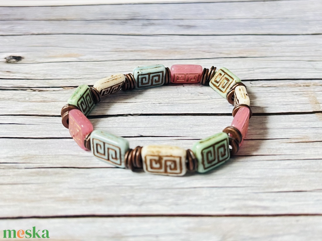 Pasztella romantika karkötő - ékszer - karkötő - gyöngyös karkötő - Meska.hu