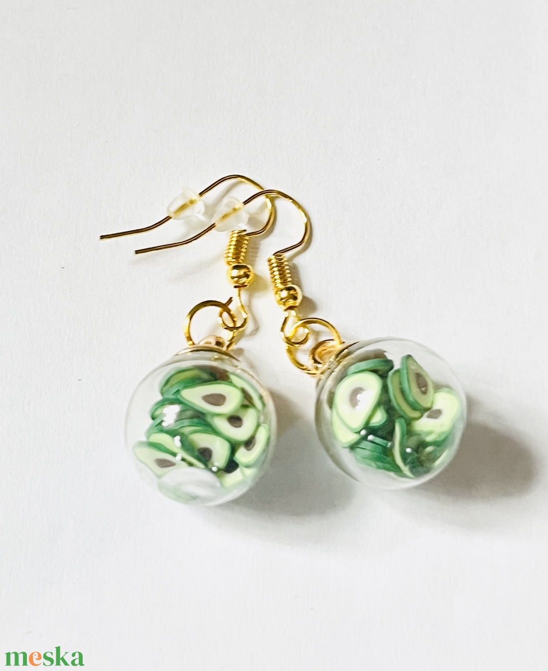 Avocado saláta fülbevaló - ékszer - fülbevaló - lógó fülbevaló - Meska.hu