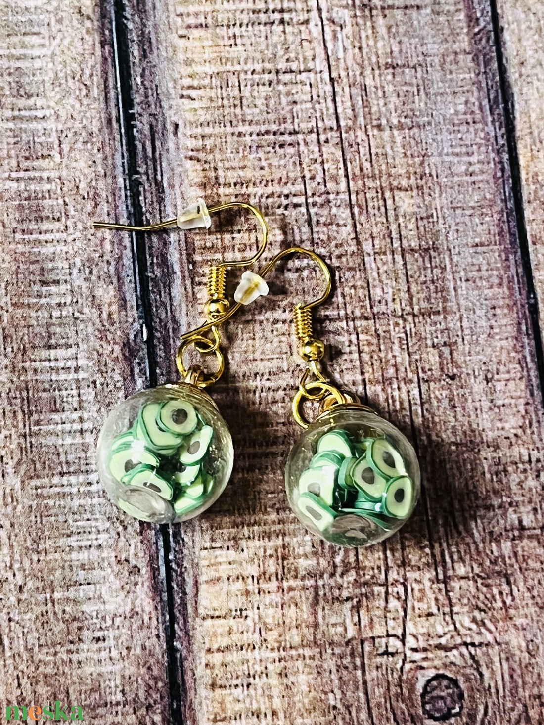 Avocado saláta fülbevaló - ékszer - fülbevaló - lógó fülbevaló - Meska.hu