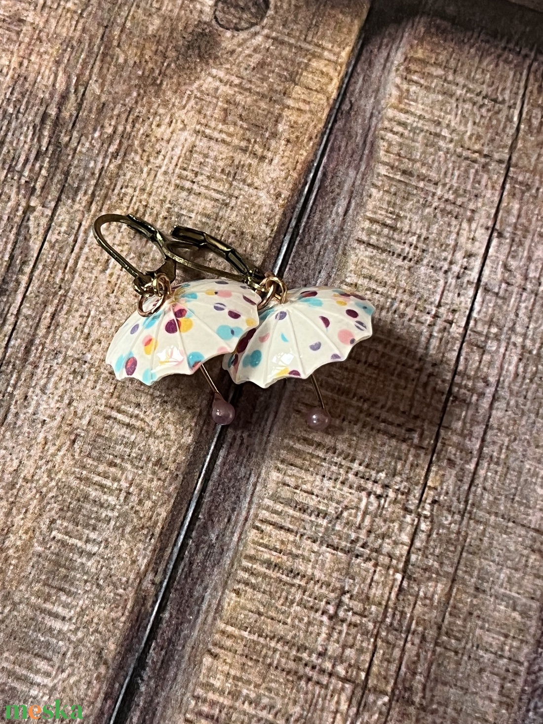 Pöttyök az esőben fülbevaló - ékszer - fülbevaló - lógó fülbevaló - Meska.hu