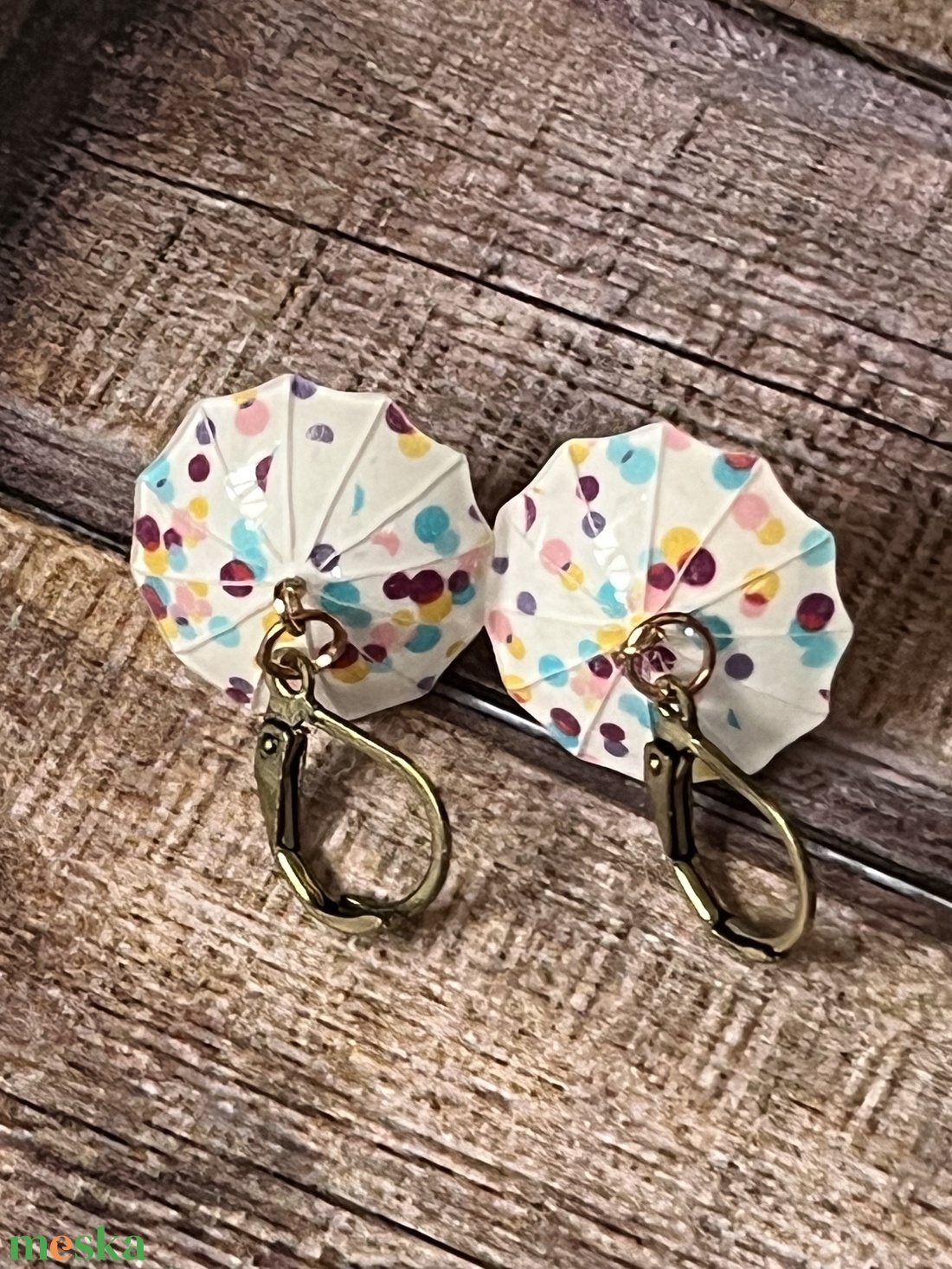 Pöttyök az esőben fülbevaló - ékszer - fülbevaló - lógó fülbevaló - Meska.hu