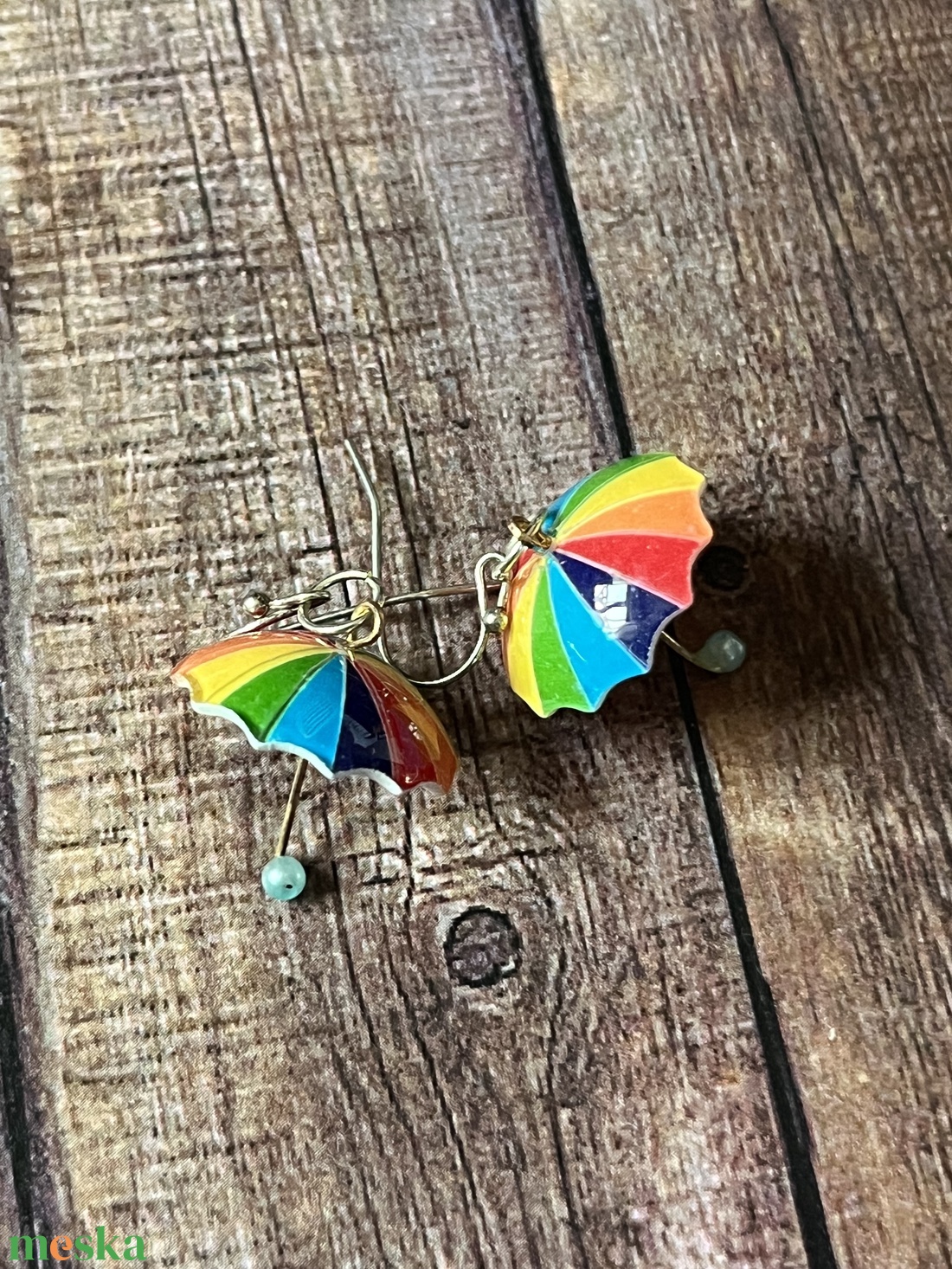 Szivárvány az esőben fülbevaló - ékszer - fülbevaló - lógó fülbevaló - Meska.hu
