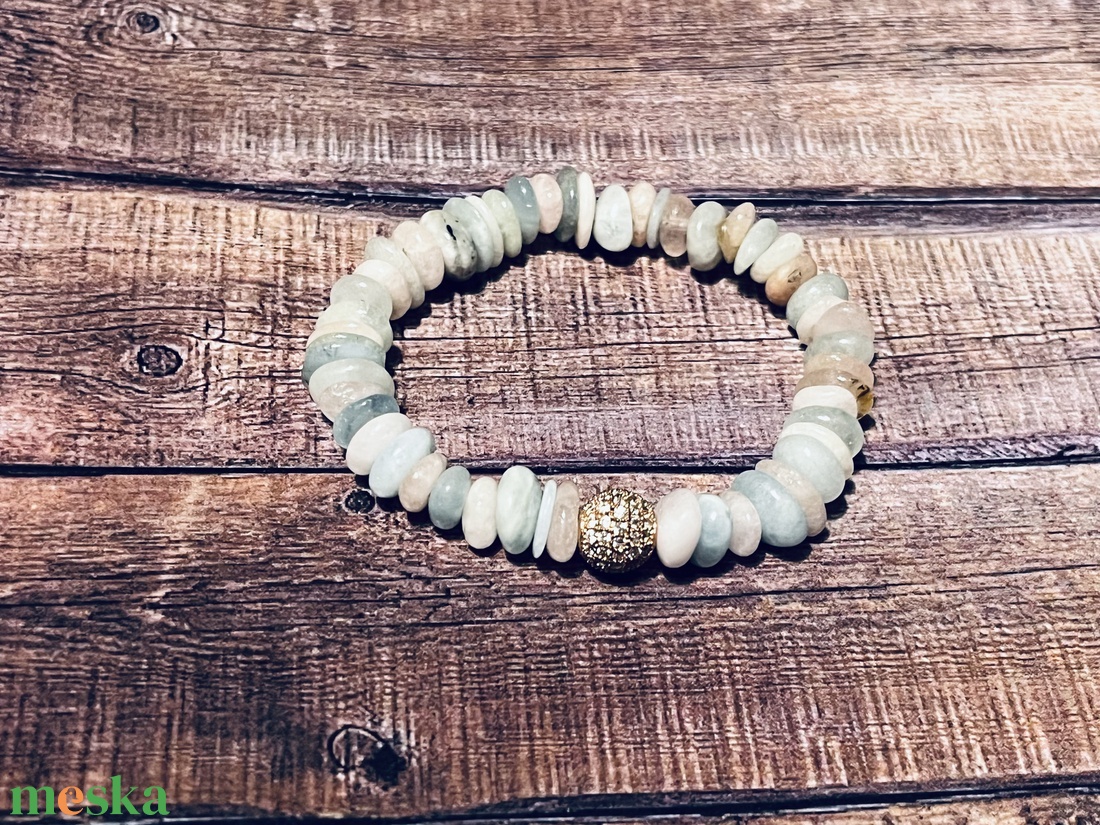 Tisztaság karkötő berillel és cirkon gyönggyel - ékszer - karkötő - ásványkarkötő - Meska.hu