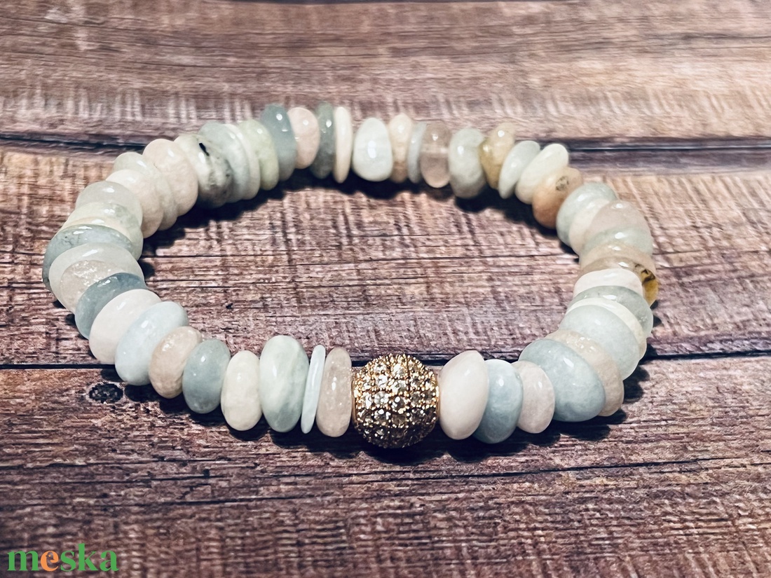 Tisztaság karkötő berillel és cirkon gyönggyel - ékszer - karkötő - ásványkarkötő - Meska.hu