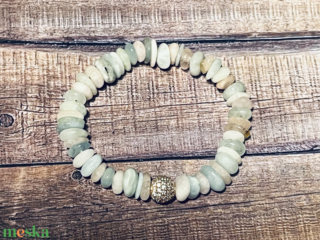 Tisztaság karkötő berillel és cirkon gyönggyel - ékszer - karkötő - ásványkarkötő - Meska.hu