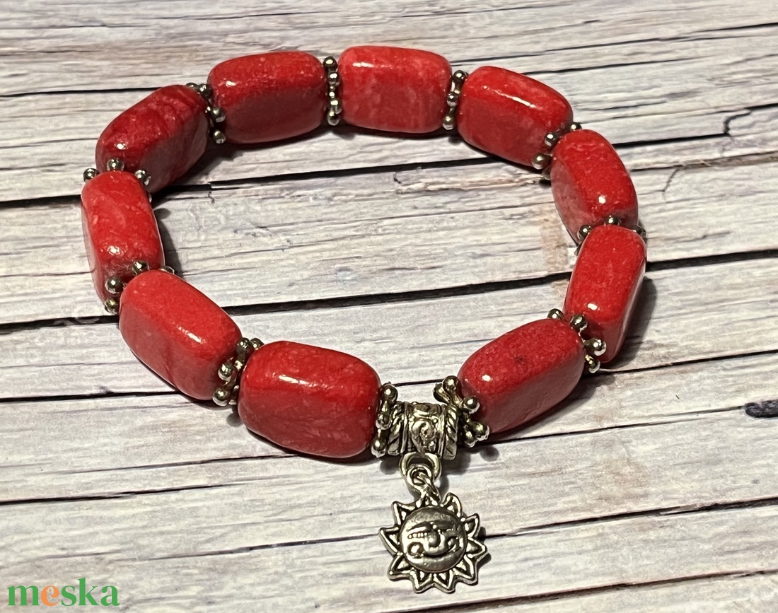 Tűző napsütés karkötő acháttal - ékszer - karkötő - gyöngyös karkötő - Meska.hu