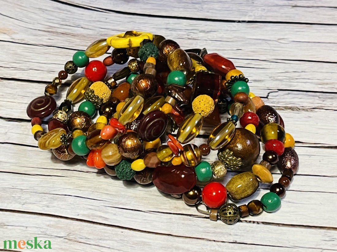 Évszakok kollekció: ŐSZ karkötő ásványokkal - ékszer - karkötő - gyöngyös karkötő - Meska.hu