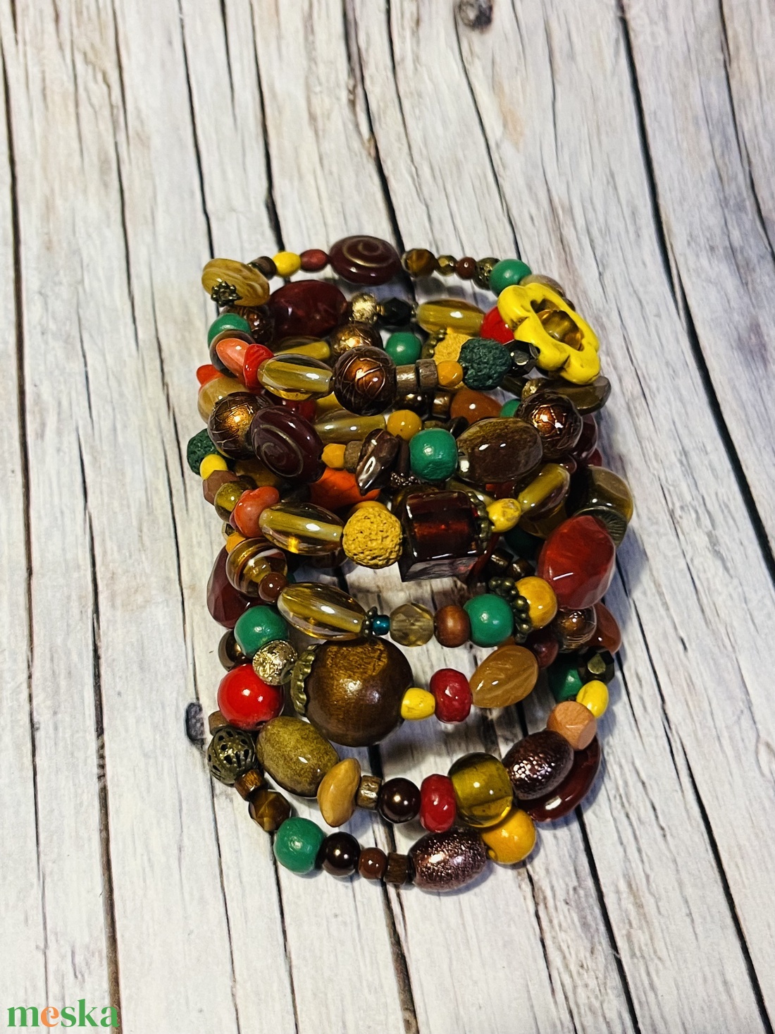 Évszakok kollekció: ŐSZ karkötő ásványokkal - ékszer - karkötő - gyöngyös karkötő - Meska.hu