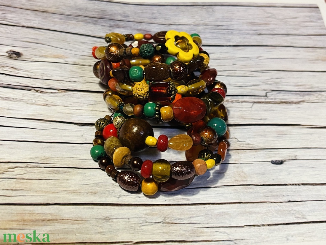 Évszakok kollekció: ŐSZ karkötő ásványokkal - ékszer - karkötő - gyöngyös karkötő - Meska.hu