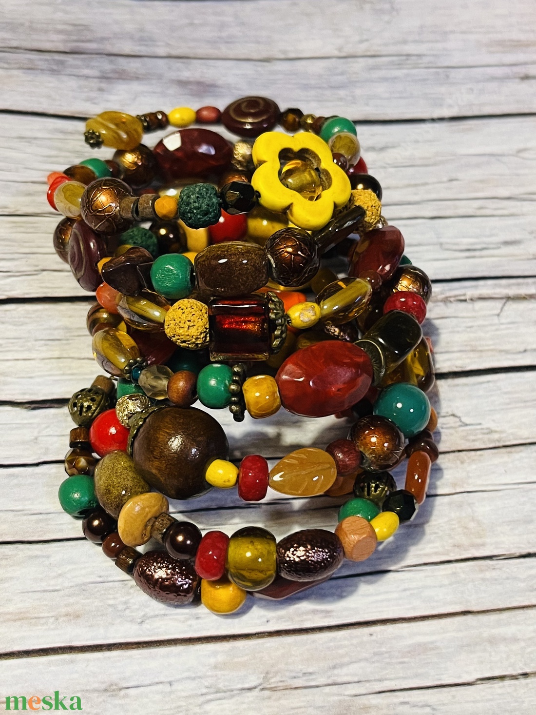 Évszakok kollekció: ŐSZ karkötő ásványokkal - ékszer - karkötő - gyöngyös karkötő - Meska.hu