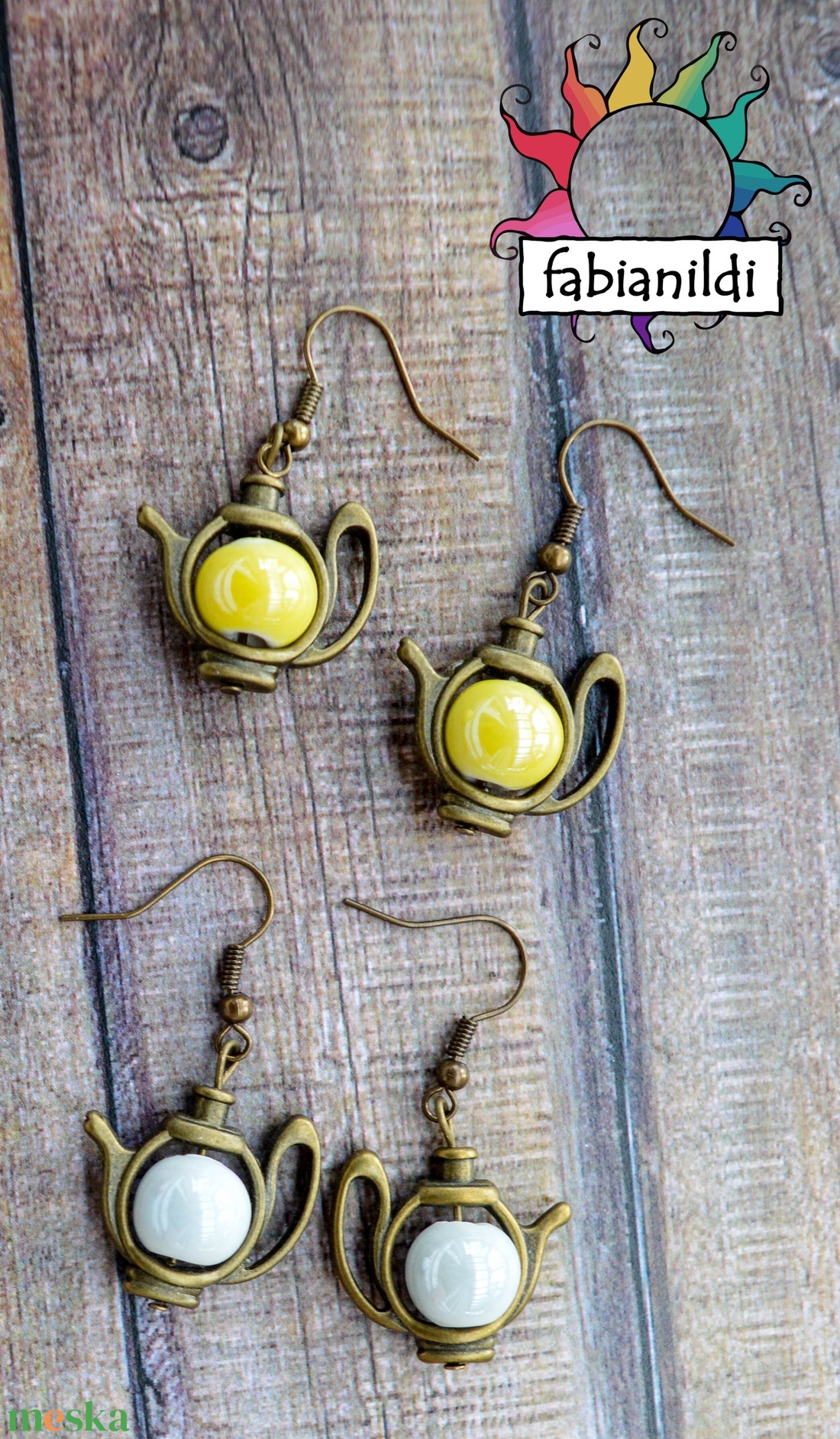 Reggeli tea fülbevaló - ékszer - fülbevaló - lógó fülbevaló - Meska.hu