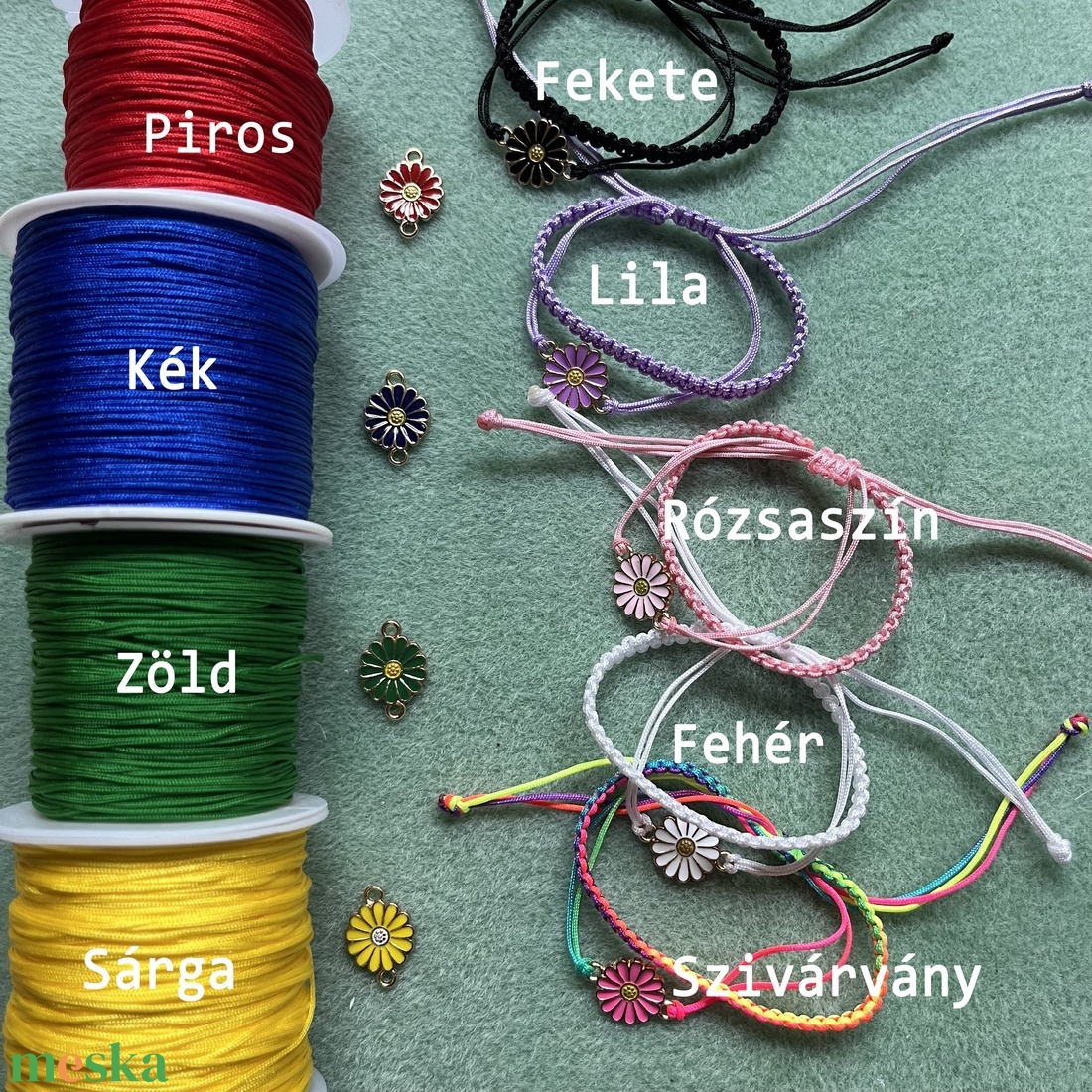Virágvarázs Dupla Makramé Karkötők - makramé karkötő, színes virág díszítéssel, állítható méretű, vidám színekkel - ékszer - karkötő - fonott karkötő - Meska.hu Virágvarázs Dupla Makramé Karkötők - makramé karkötő, színes virág díszítéssel, állítható méretű, vidám színekkel - ékszer - karkötő - fonott karkötő - Meska.hu