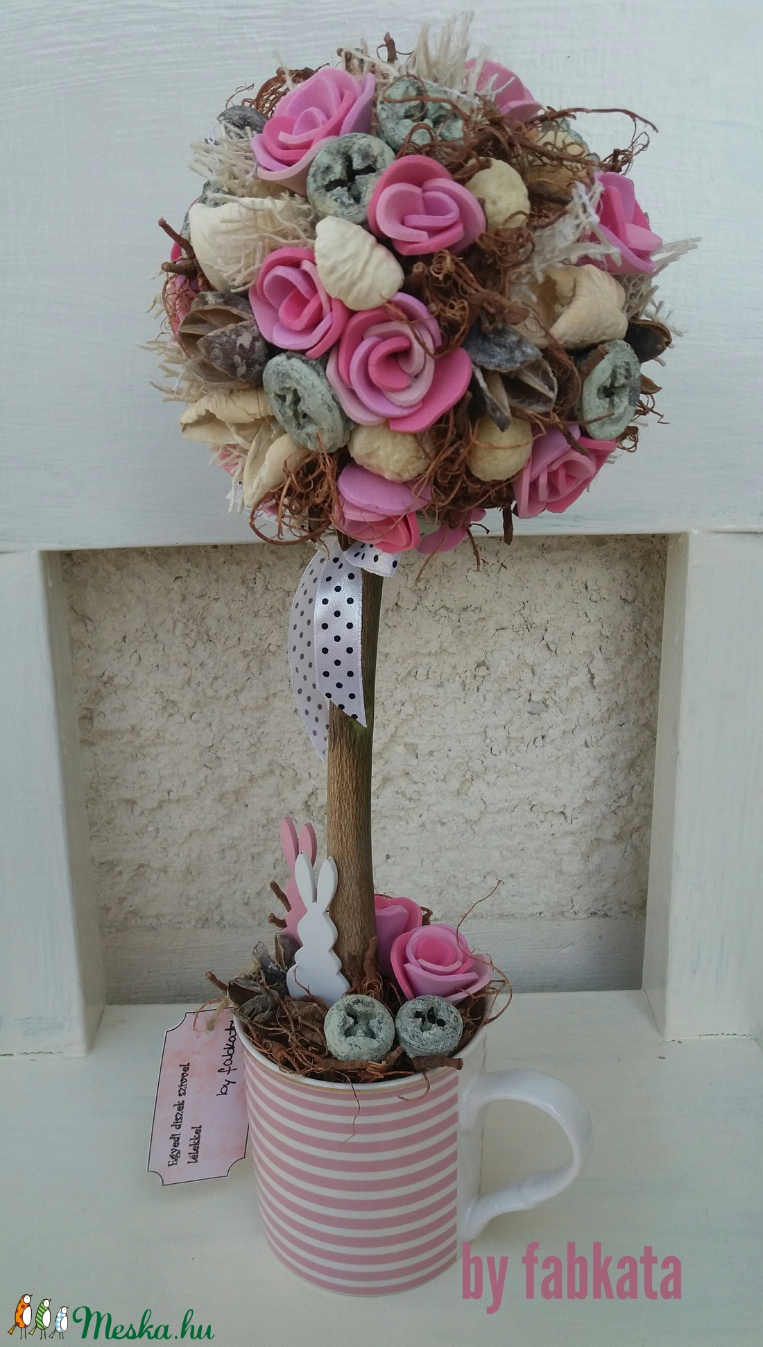 Romantikus virágfa, Tavaszfa nyuszikkal névnapra -  - Meska.hu