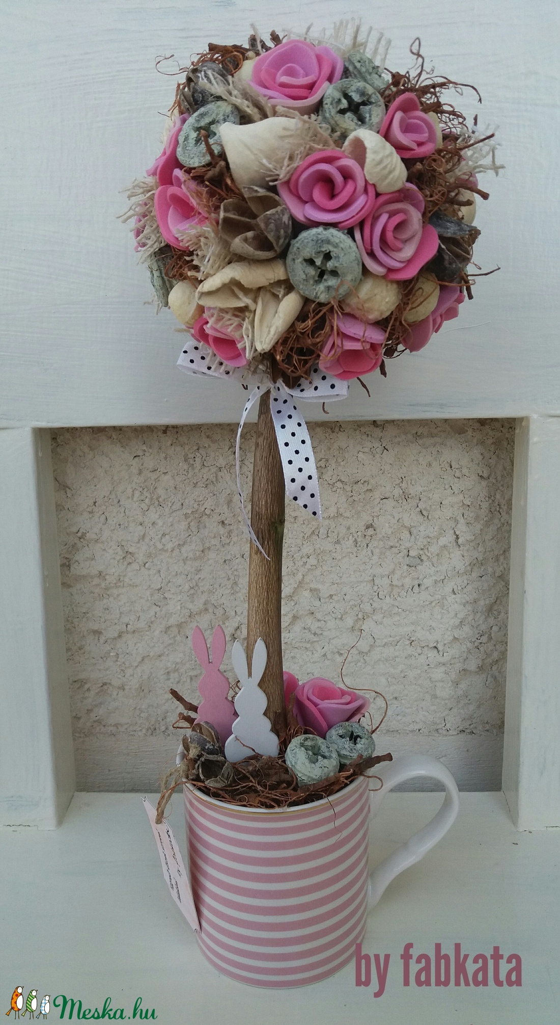 Romantikus virágfa, Tavaszfa nyuszikkal névnapra -  - Meska.hu