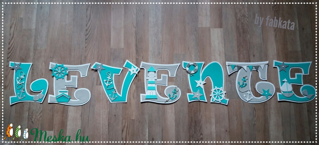 Levente 20 cm dekorgumi babanév falmatrica -  - Meska.hu