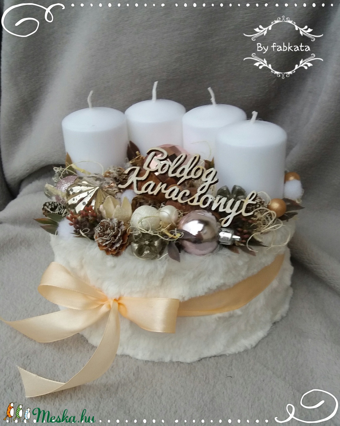 Winter Fashion piros - fehér adventi box karácsonyi asztaldísz doboz -  - Meska.hu
