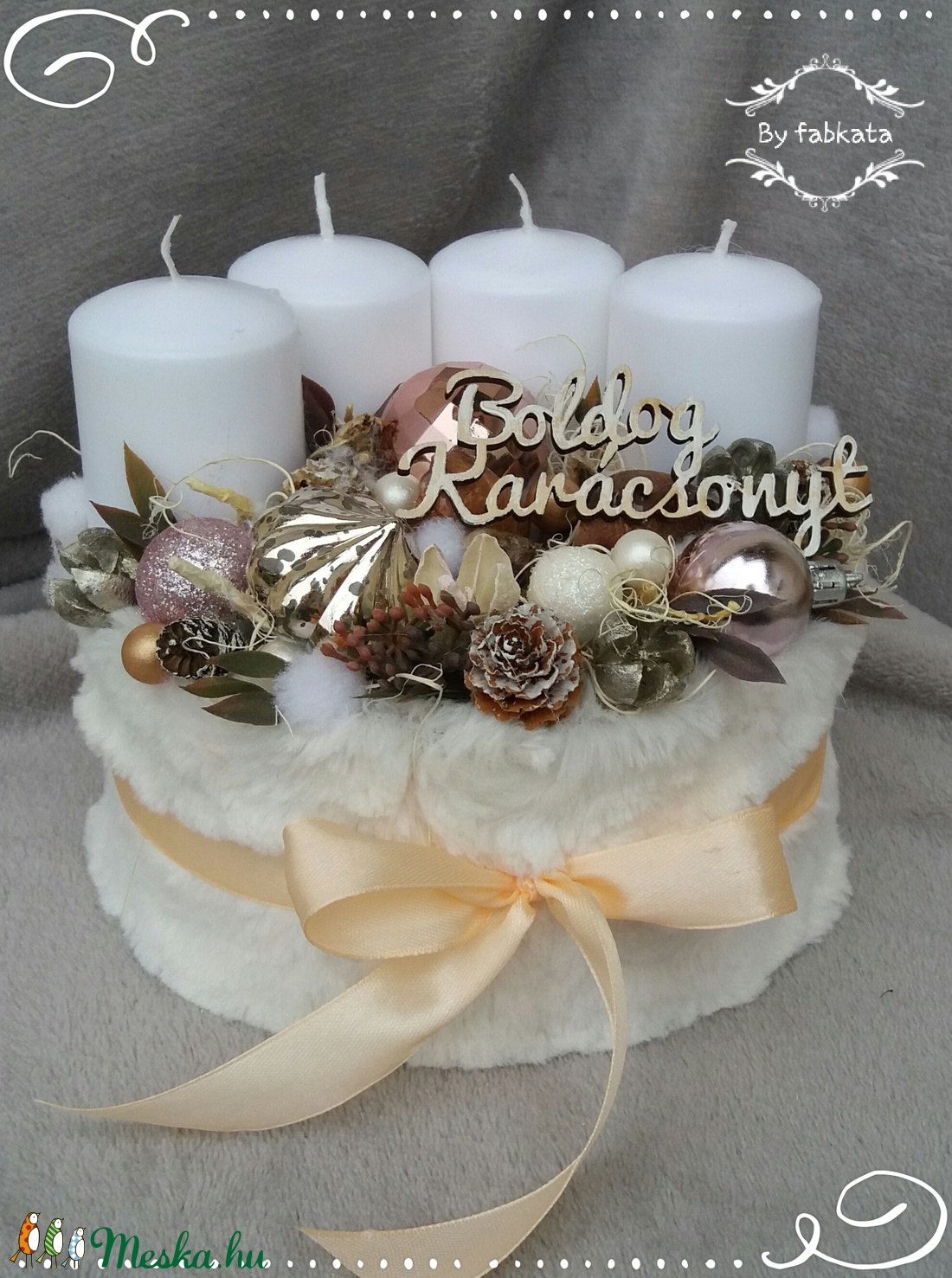 Winter Fashion piros - fehér adventi box karácsonyi asztaldísz doboz -  - Meska.hu