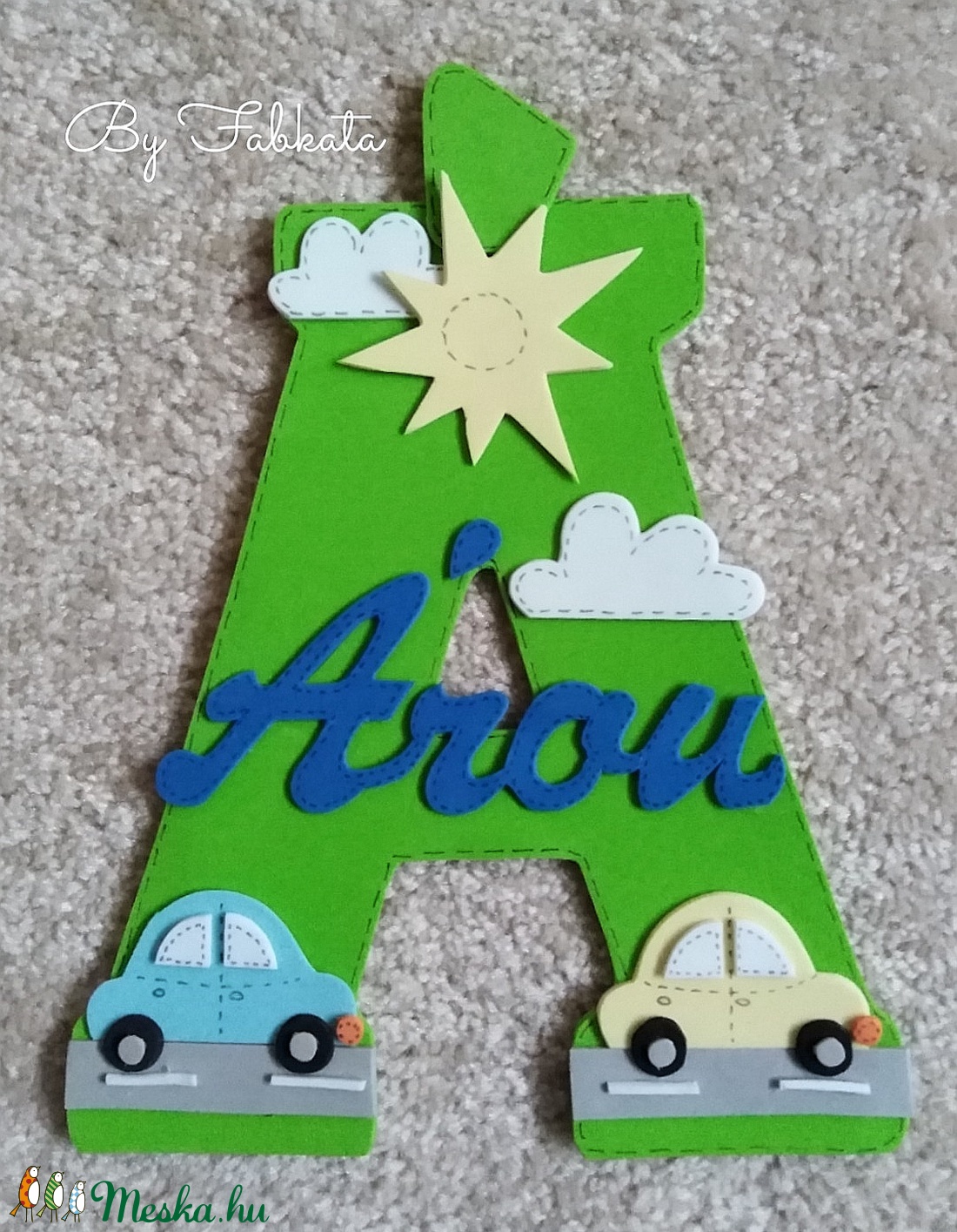 Névtábla Áron, Ádám névvel dekorgumi betű dekor -  - Meska.hu