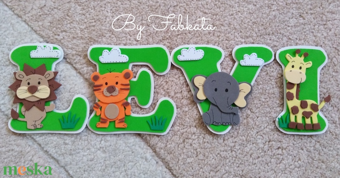 Szafari stílúsú babanév 12cm Állatos dekorgumi bababetű falmatrica - otthon & életmód - dekoráció - Meska.hu Szafari stílúsú babanév 12cm Állatos dekorgumi bababetű falmatrica - otthon & életmód - dekoráció - Meska.hu
