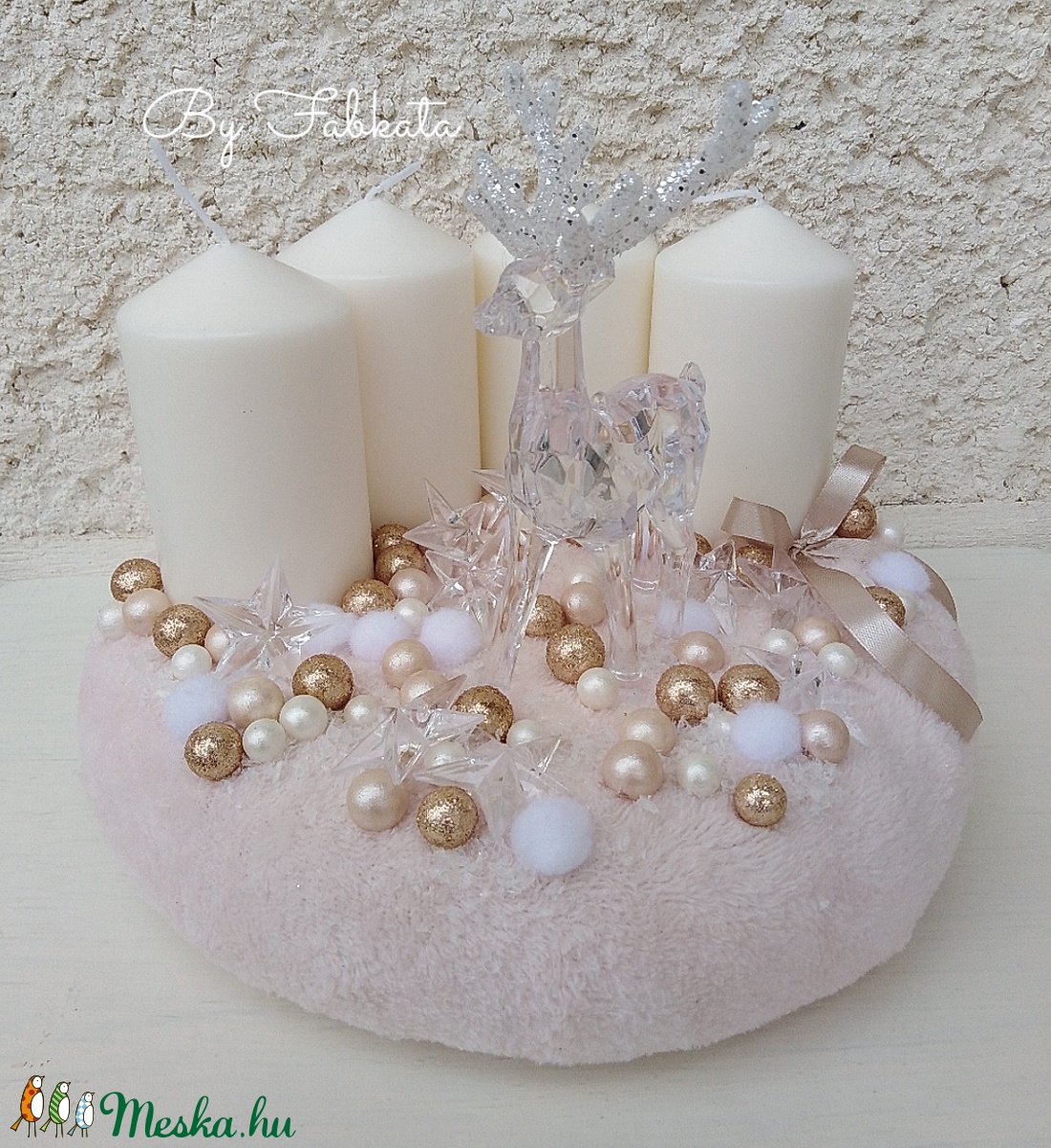 Csoda szarvas Karácsonyi asztaldísz koszorú pasztell dekoráció  - karácsony - Meska.hu