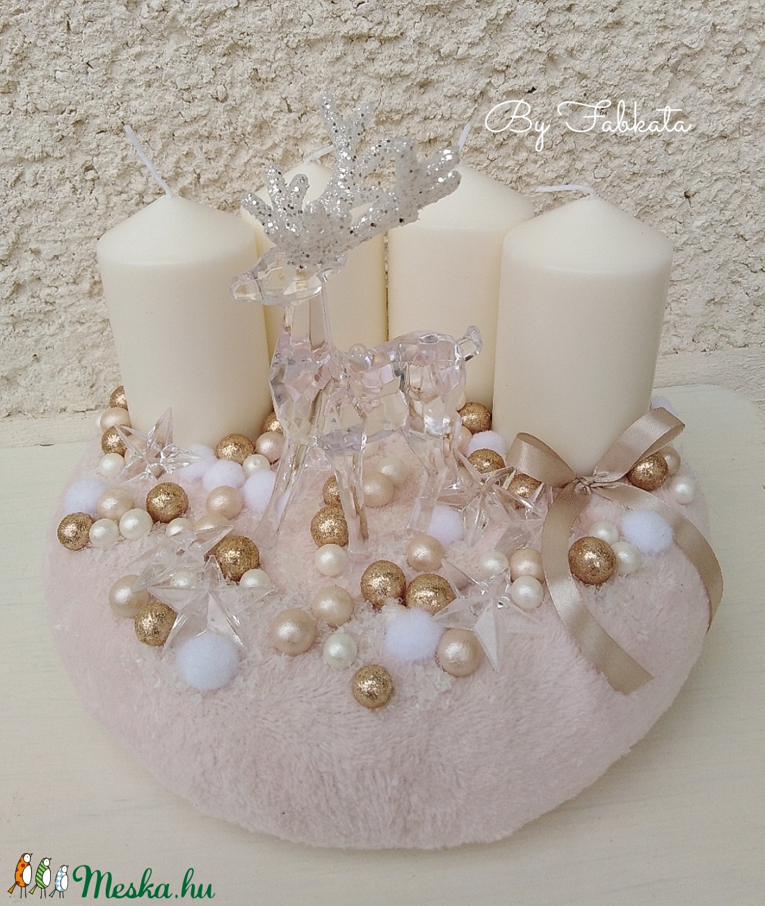 Csoda szarvas Karácsonyi asztaldísz koszorú pasztell dekoráció  - karácsony - Meska.hu